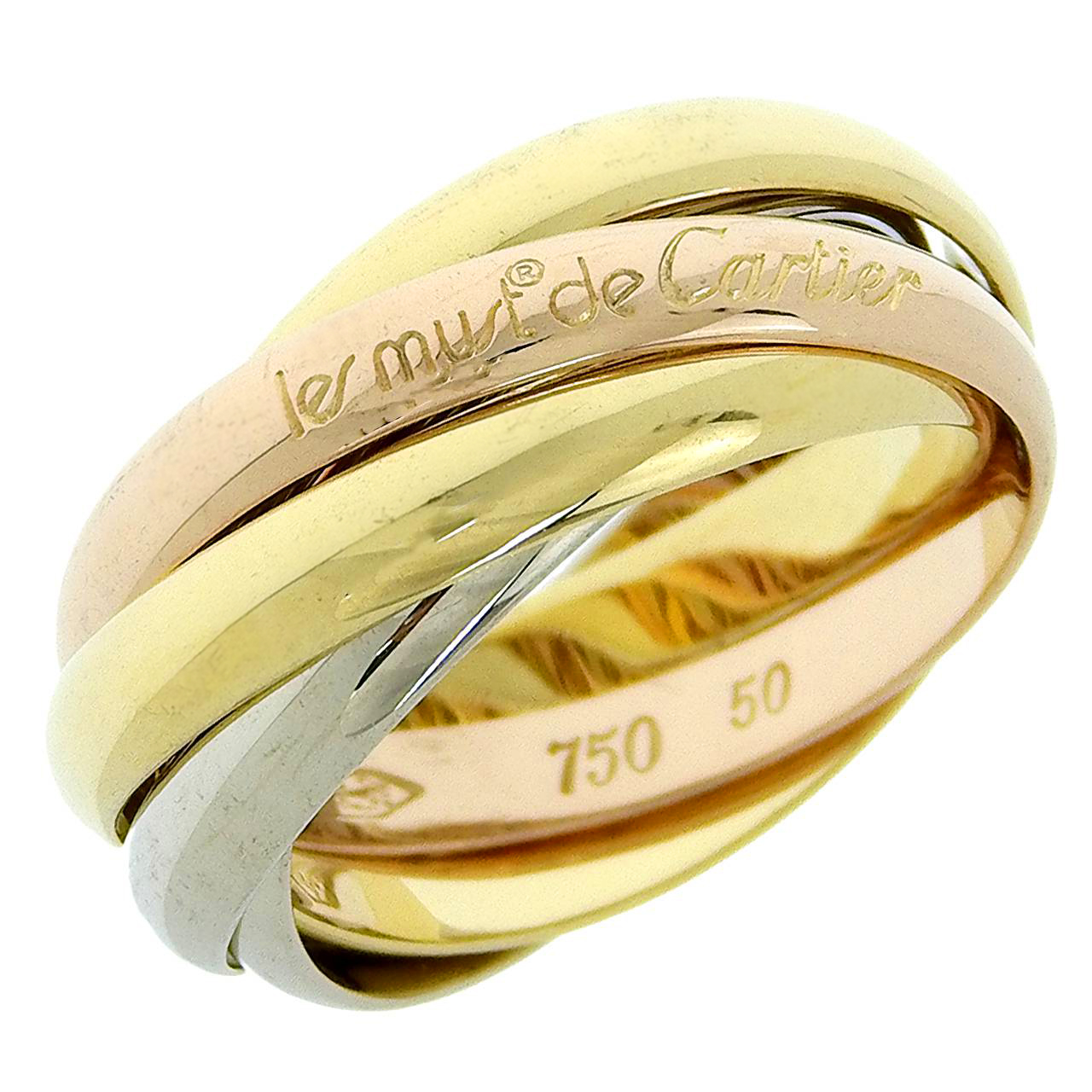 Cartier カルティエ 750 K18 YG WG PG 5連 トリニティ リング #50 10号 イエローゴールド ホワイトゴールド  ピンクゴールド 指輪