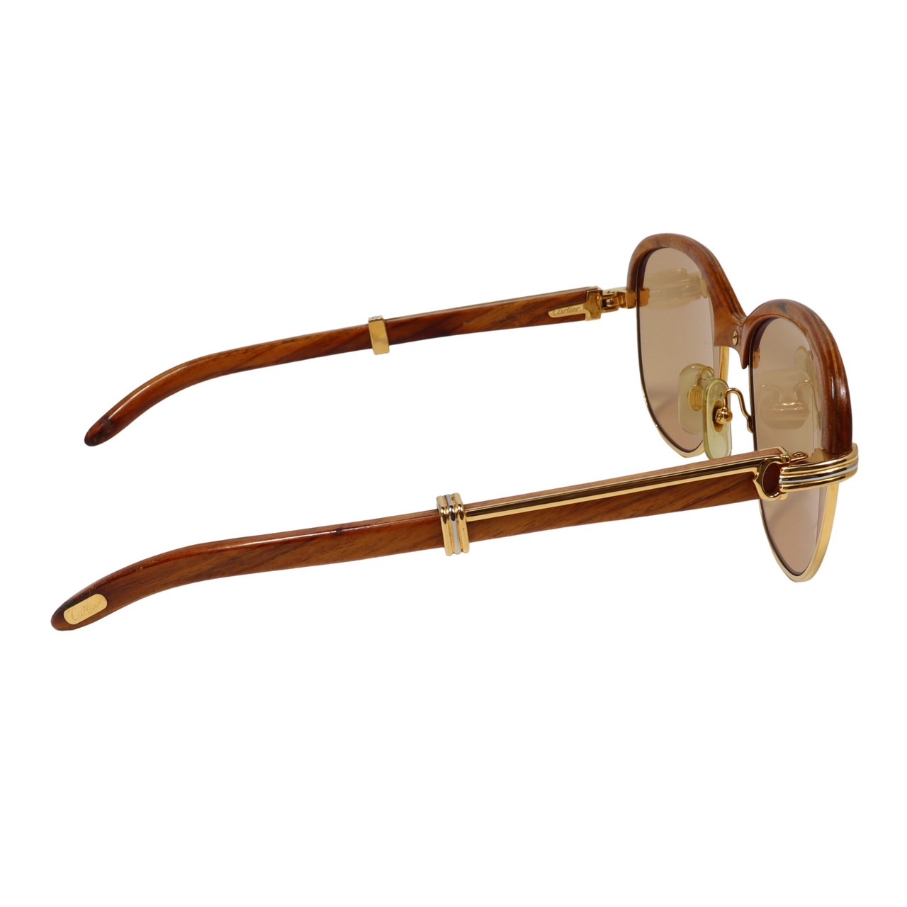 Cartier カルティエ ウッドフレーム ウッドテンプル サングラス 56□19 135 ブラウン ゴールド ヴィンテージ 眼鏡 アイウェア